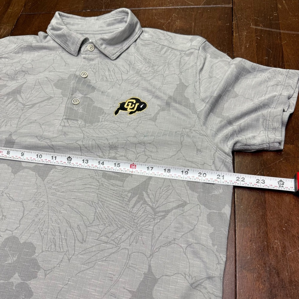 Tommy Bahama Colorado Buffaloes Polo Shirt Mens M Gray Floral Tencel Blend NCAA - Picture 4 of 8